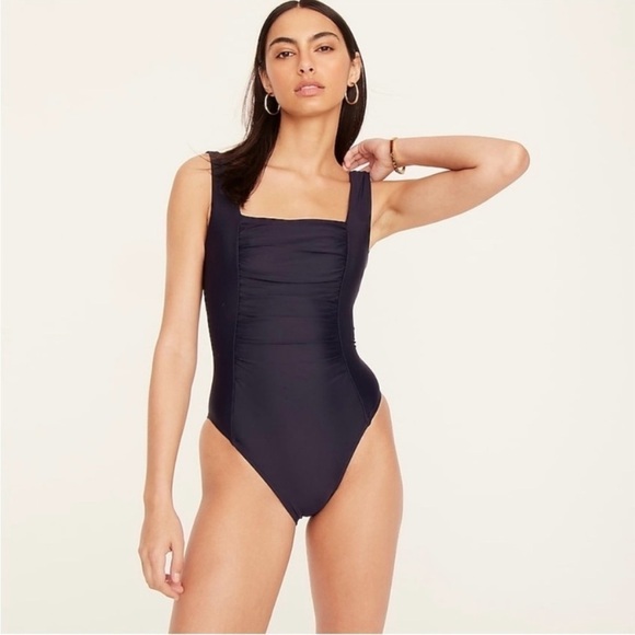 NWT J. Crew Ruched Squareneck One-Piece Swimsuit in Safari Green, Size 22 (3X) - Picture 6 of 12